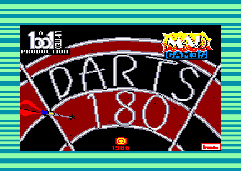 screenshot of the Amstrad CPC game Darts 180