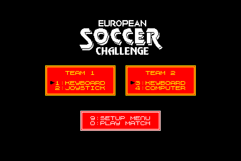 écran de chargement du jeu Amstrad CPC European Soccer Challenge
