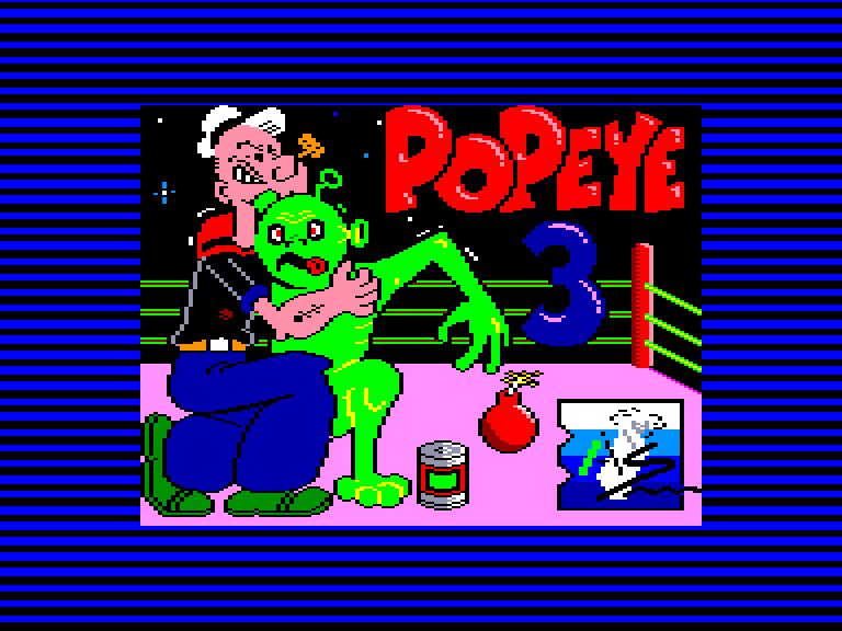 screenshot of the Amstrad CPC game Popeye 3 - Wrestle Crazy
