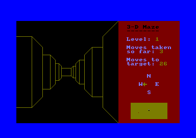 écran de jeu de 3D-Maze par Nigel Sharp et Ervin Pajor