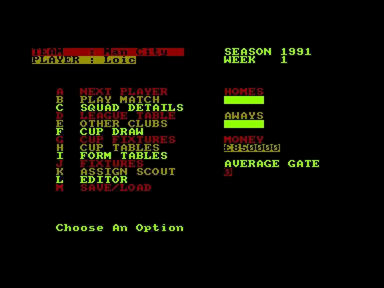 screenshot of the Amstrad CPC game 2 Player Soccer Squad by GameBase CPC