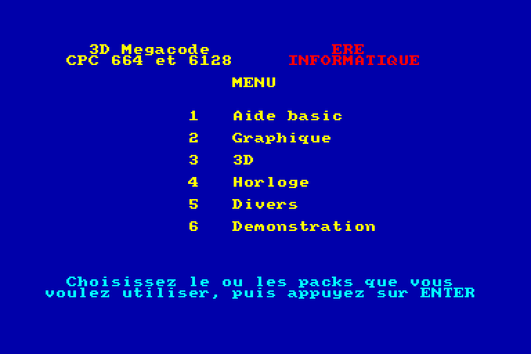 screenshot of the Amstrad CPC game 3D Megacode by GameBase CPC