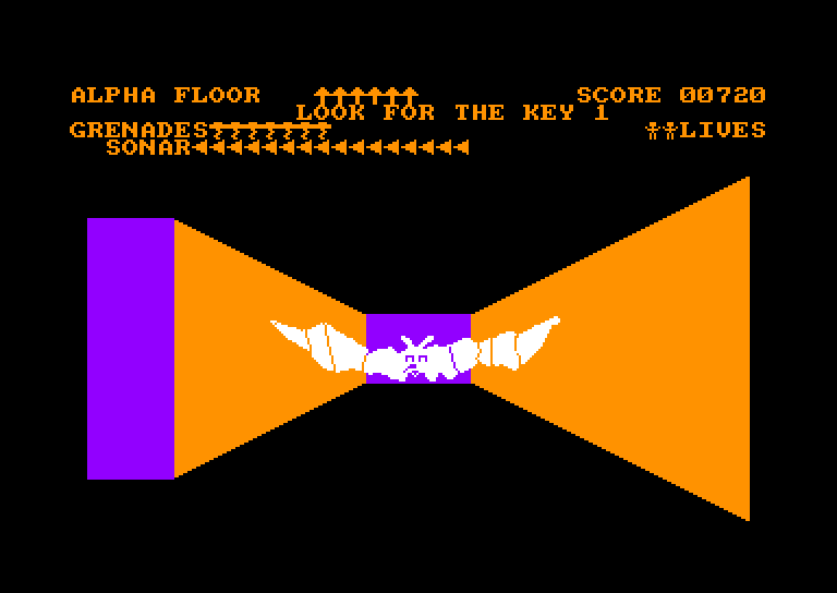 screenshot of the Amstrad CPC game 3D Monster Chase by GameBase CPC