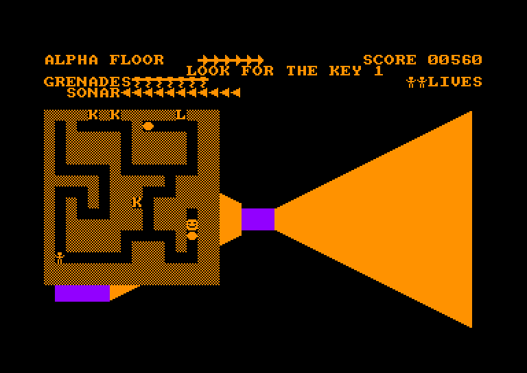 screenshot of the Amstrad CPC game 3D Monster Chase by GameBase CPC