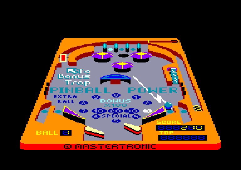 screenshot of the Amstrad CPC game 3D Pinball by GameBase CPC