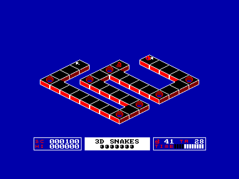 screenshot of the Amstrad CPC game 3D Snakes by GameBase CPC