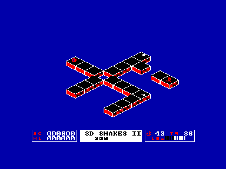 screenshot of the Amstrad CPC game 3D Snakes II by GameBase CPC