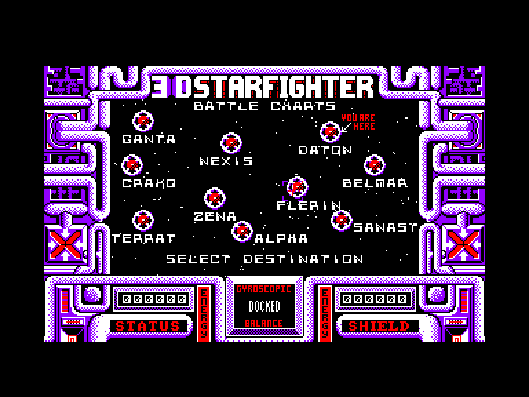 screenshot of the Amstrad CPC game 3D Starfighter by GameBase CPC