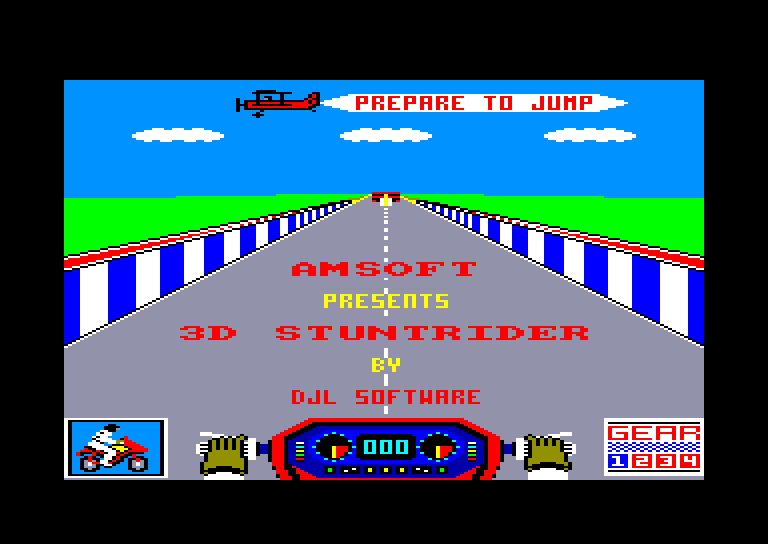 screenshot of the Amstrad CPC game 3D Stunt Rider by GameBase CPC