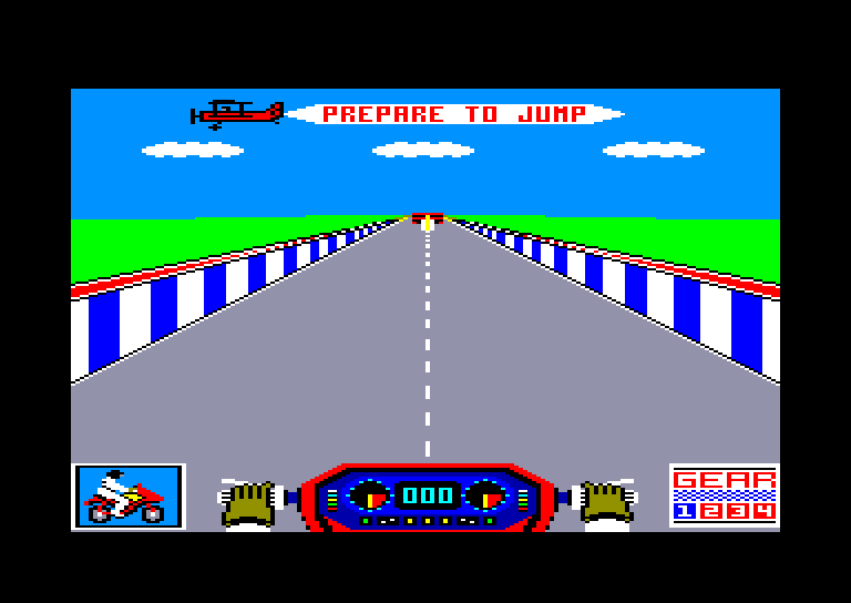 screenshot of the Amstrad CPC game 3D Stunt Rider by GameBase CPC