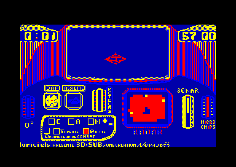 screenshot of the Amstrad CPC game 3D-Sub by GameBase CPC