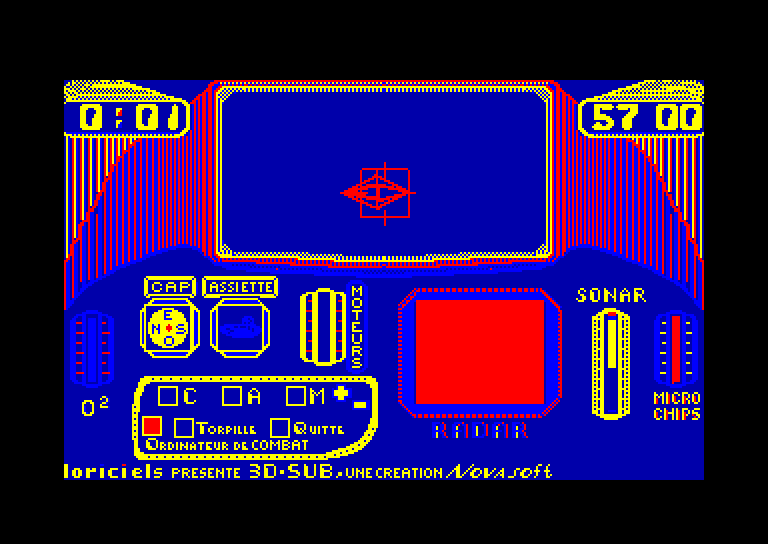 screenshot of the Amstrad CPC game 3D-Sub by GameBase CPC
