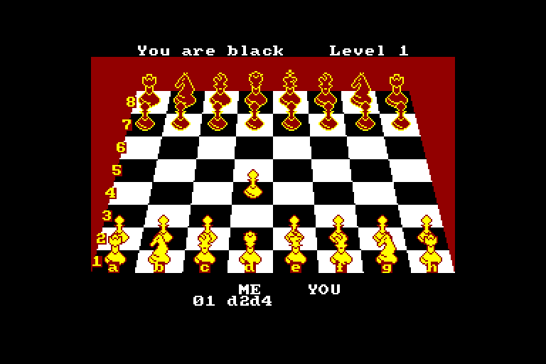 screenshot of the Amstrad CPC game 3D Voice Chess by GameBase CPC