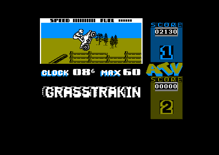 screenshot of the Amstrad CPC game ATV simulator by GameBase CPC