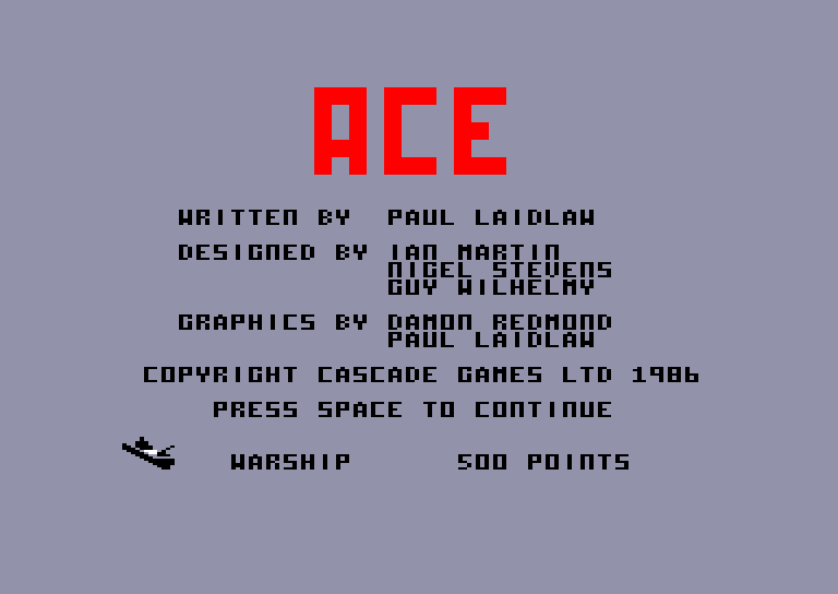 screenshot of the Amstrad CPC game Ace by GameBase CPC