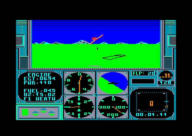 screenshot of the Amstrad CPC game Acro Jet The Advanced Flight Simulator by GameBase CPC