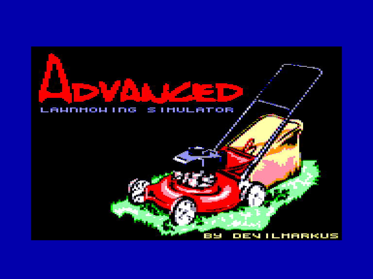 screenshot of the Amstrad CPC game Advanced Lawnmowing Simulator by GameBase CPC