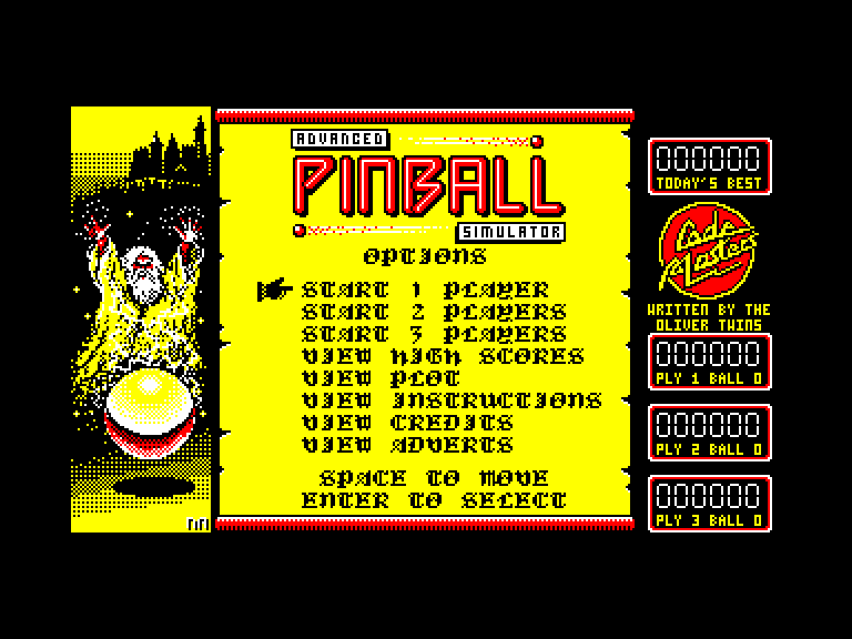 screenshot of the Amstrad CPC game Advanced pinball simulator by GameBase CPC