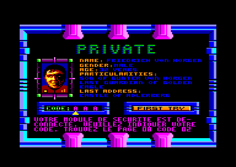 screenshot of the Amstrad CPC game Aigle d'Or - Le Retour (l') by GameBase CPC