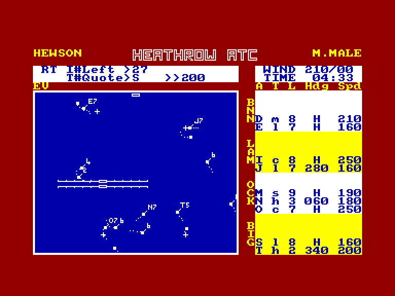 screenshot of the Amstrad CPC game Air Traffic Control by GameBase CPC
