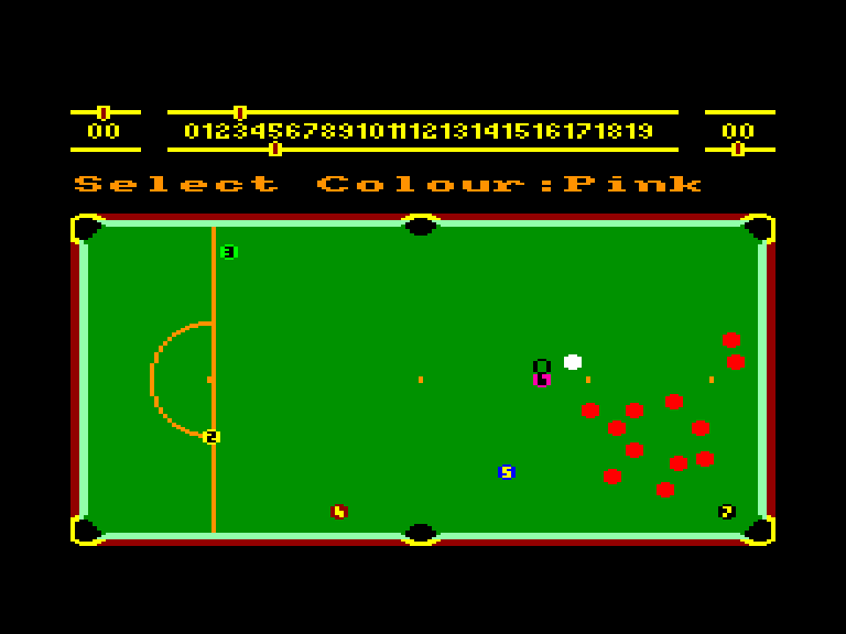 screenshot of the Amstrad CPC game Alex Higgins' World Snooker by GameBase CPC