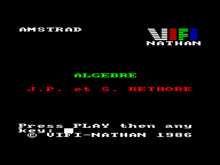 screenshot of the Amstrad CPC game Algebre by GameBase CPC