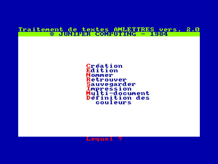 screenshot of the Amstrad CPC game Amlettres by GameBase CPC