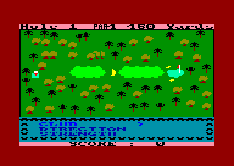 screenshot of the Amstrad CPC game Amsgolf by GameBase CPC