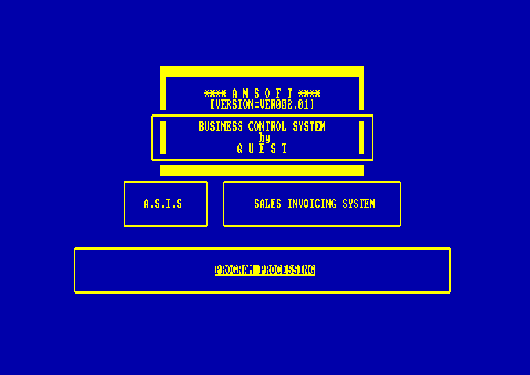 screenshot of the Amstrad CPC game Amsoft Business Control System by GameBase CPC