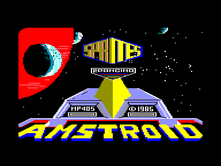 screenshot of the Amstrad CPC game Amstroid by GameBase CPC