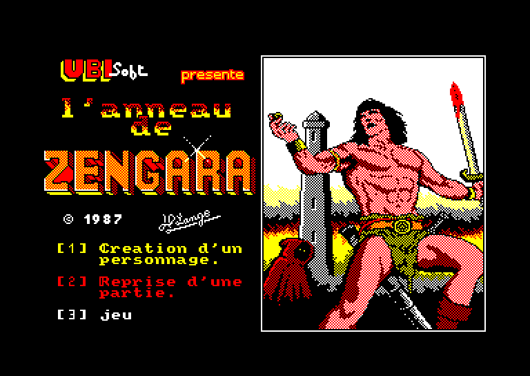 screenshot of the Amstrad CPC game Anneau de Zengara (l') by GameBase CPC
