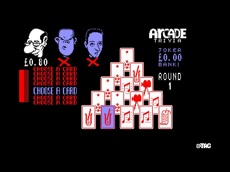 screenshot of the Amstrad CPC game Arcade trivia quiz simulator by GameBase CPC