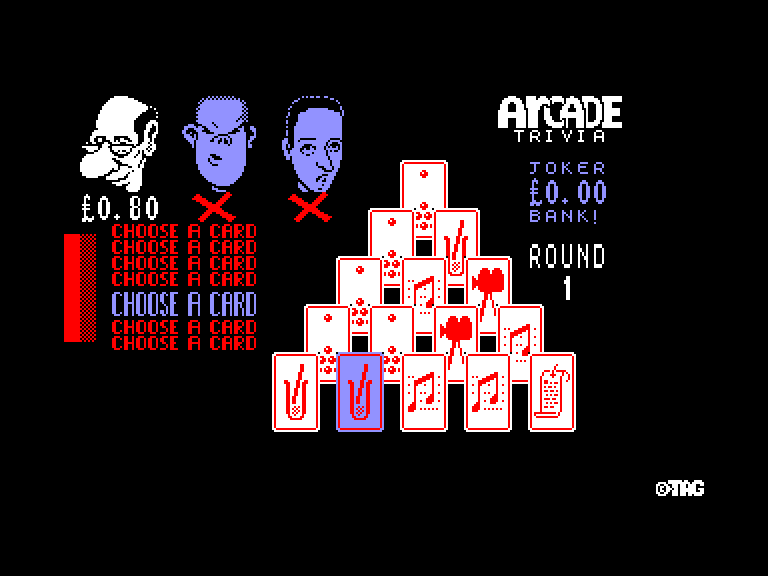 screenshot of the Amstrad CPC game Arcade Trivia Quiz Simulator by GameBase CPC