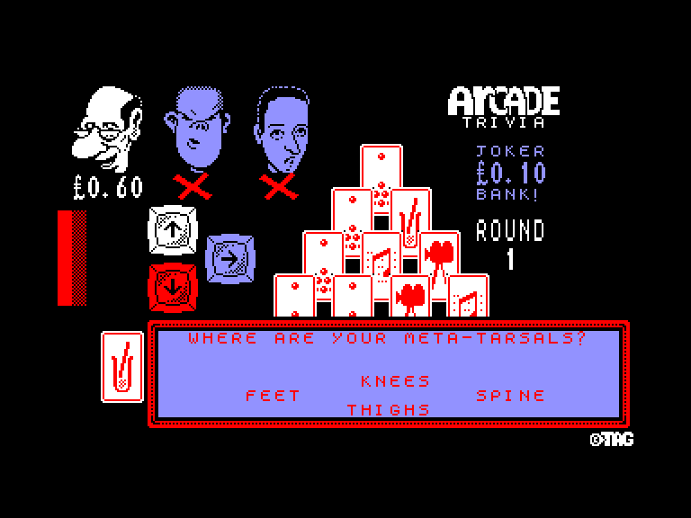 screenshot of the Amstrad CPC game Arcade Trivia Quiz Simulator by GameBase CPC