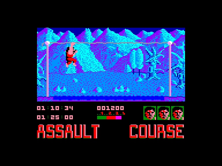screenshot of the Amstrad CPC game Assault course by GameBase CPC