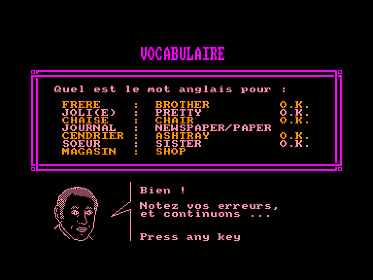 screenshot of the Amstrad CPC game Assimil - Le Nouvel Anglais Sans Peine by GameBase CPC