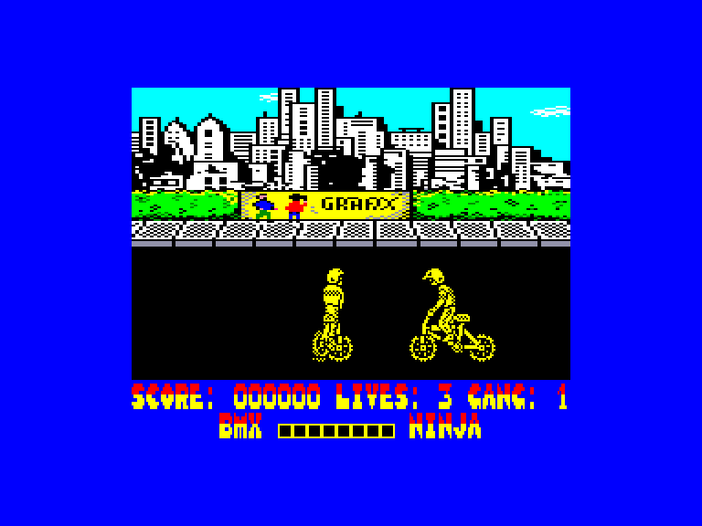 screenshot of the Amstrad CPC game Bmx ninja by GameBase CPC