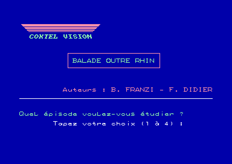 screenshot of the Amstrad CPC game Balade Outre-Rhin