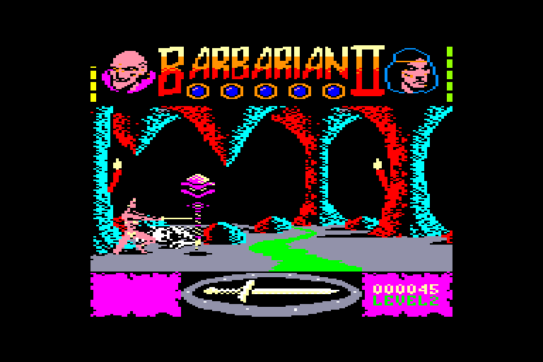 screenshot of the Amstrad CPC game Barbarian II by GameBase CPC
