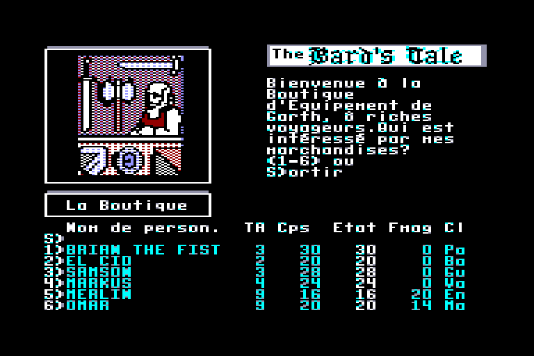 screenshot of the Amstrad CPC game Bard's tale (the) by GameBase CPC