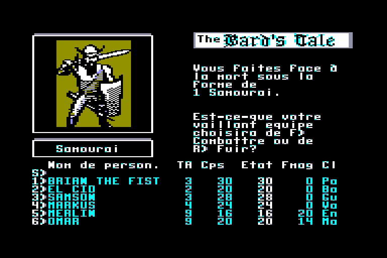 screenshot of the Amstrad CPC game Bard's tale (the) by GameBase CPC