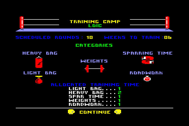 screenshot of the Amstrad CPC game Barry McGuigan World Championship Boxing by GameBase CPC