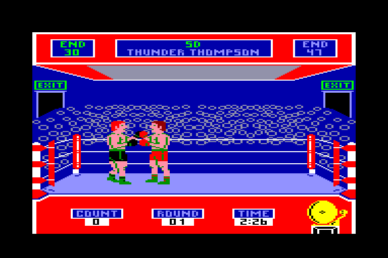 screenshot of the Amstrad CPC game Barry McGuigan World Championship Boxing by GameBase CPC