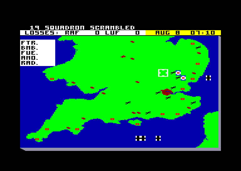 screenshot of the Amstrad CPC game Battle of Britain by GameBase CPC