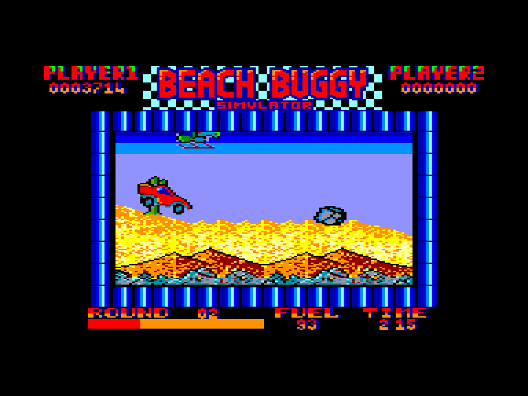 screenshot of the Amstrad CPC game Beach buggy simulator by GameBase CPC