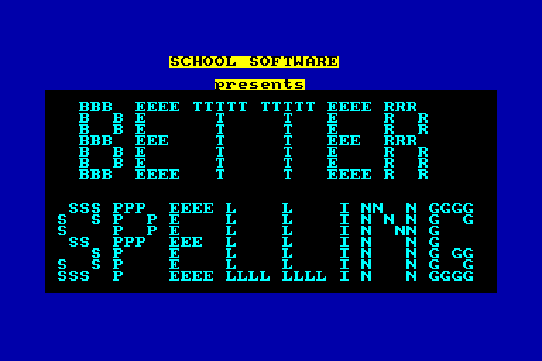 screenshot of the Amstrad CPC game Better Spelling by GameBase CPC