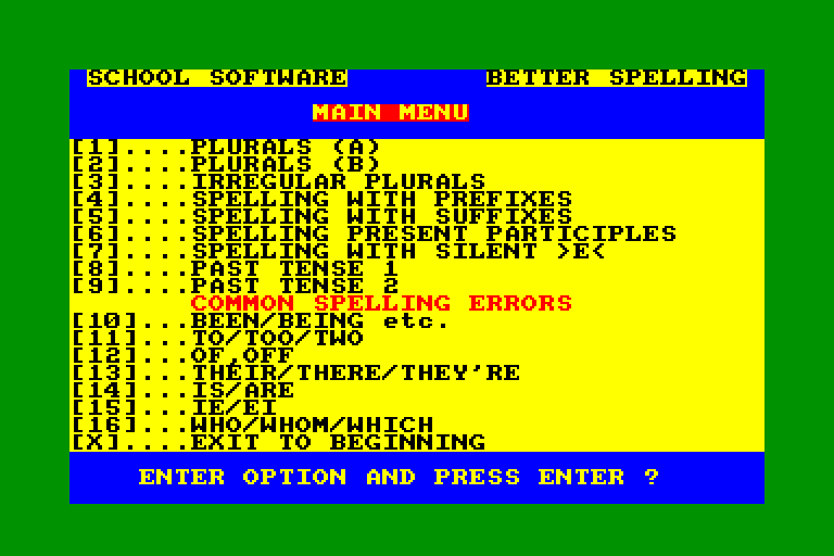 screenshot of the Amstrad CPC game Better Spelling by GameBase CPC