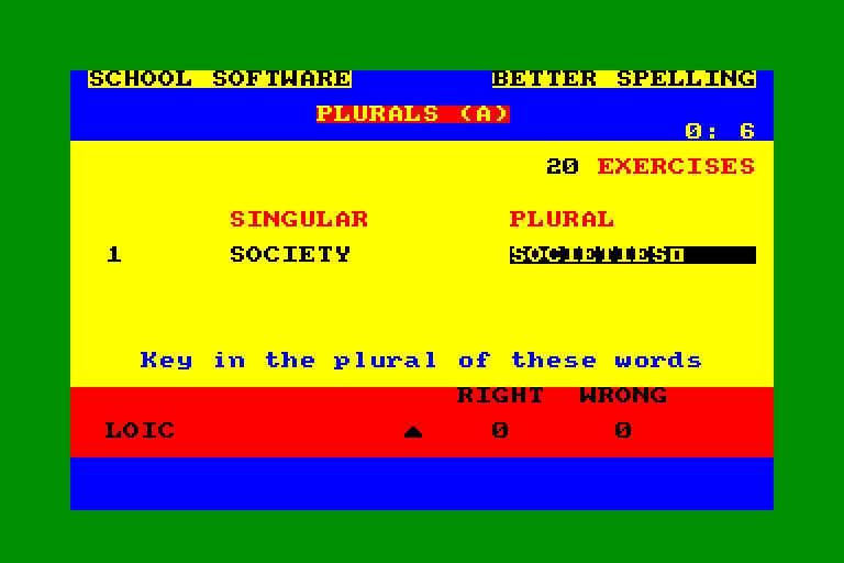 screenshot of the Amstrad CPC game Better Spelling by GameBase CPC