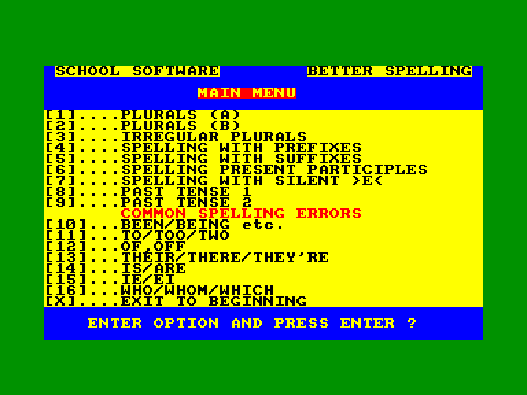 screenshot of the Amstrad CPC game Better Spelling by GameBase CPC