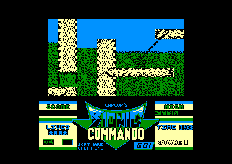 screenshot of the Amstrad CPC game Bionic commando by GameBase CPC